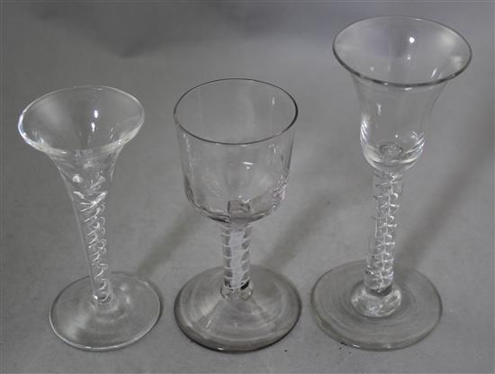 Three 18th century drinking glasses, 12.7cm - 16.2cm